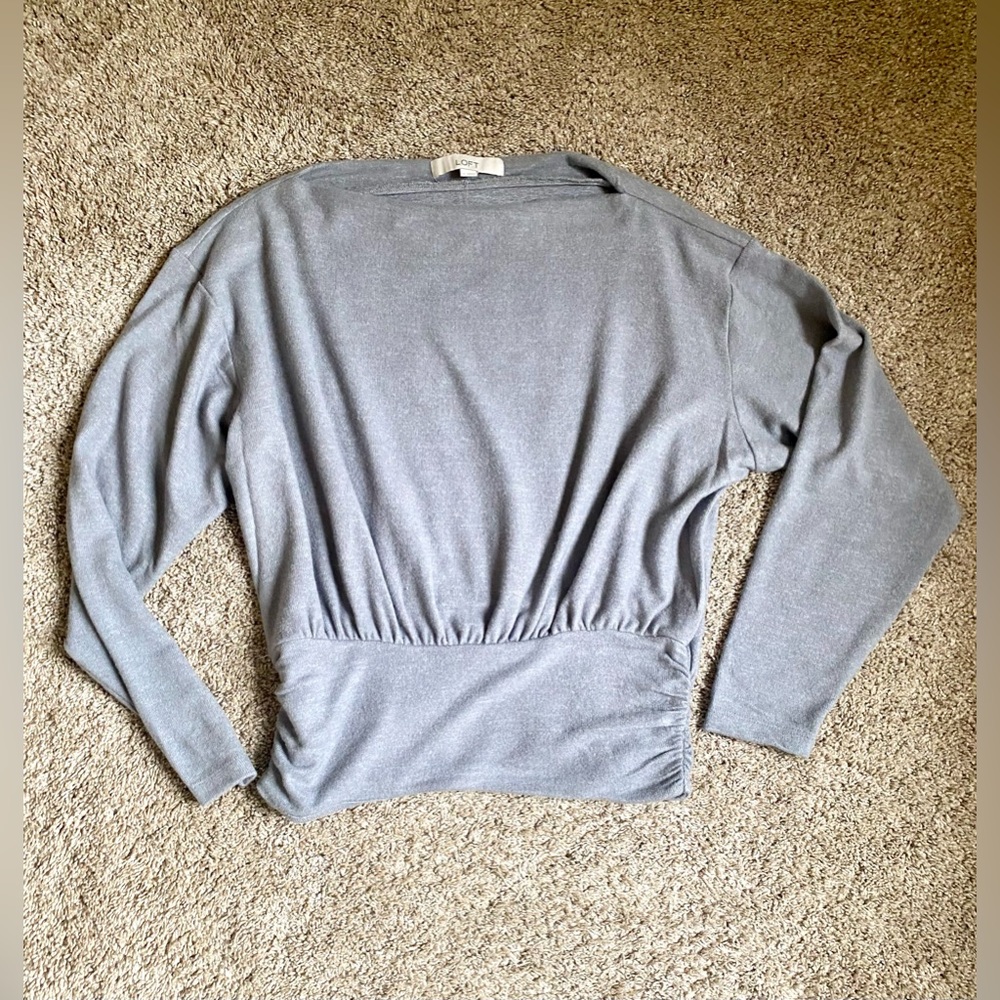 LOFT Heathered Ruched Hem Boatneck Top - Small - New - Picture 11 of 14